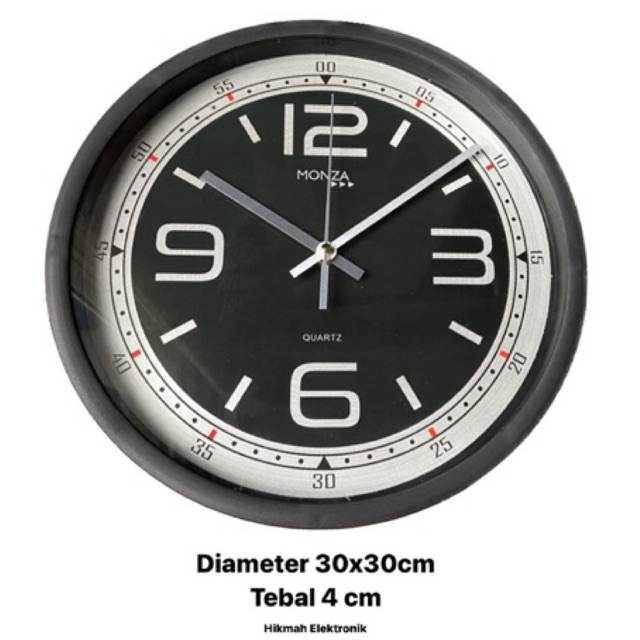 JAM DINDING MONZA HITAM DIAMETER 30CM MM