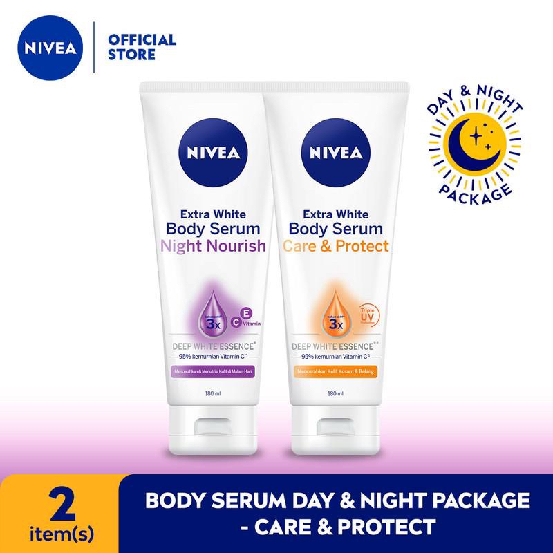 NIVEA Body Serum Extra White Day &amp; Night - Care &amp; Protect + Night Nourish  | day night