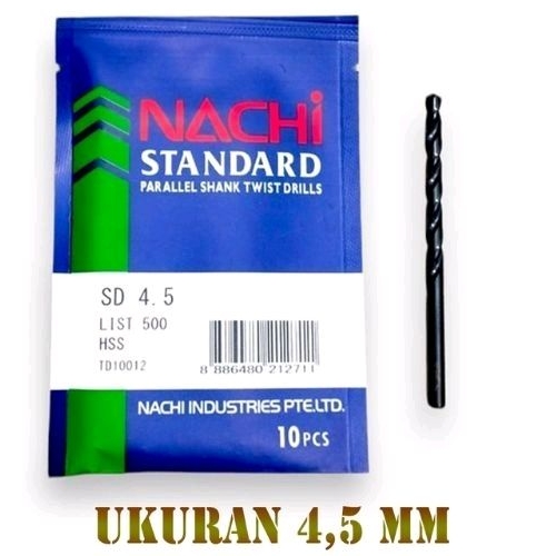 ORIGINAL PARTS 〽️ 1 PCs Mata Bor Besi NACHI STANDARD 4.5mm | Parallel Shank Twist Drill 4.5 mm HSS H