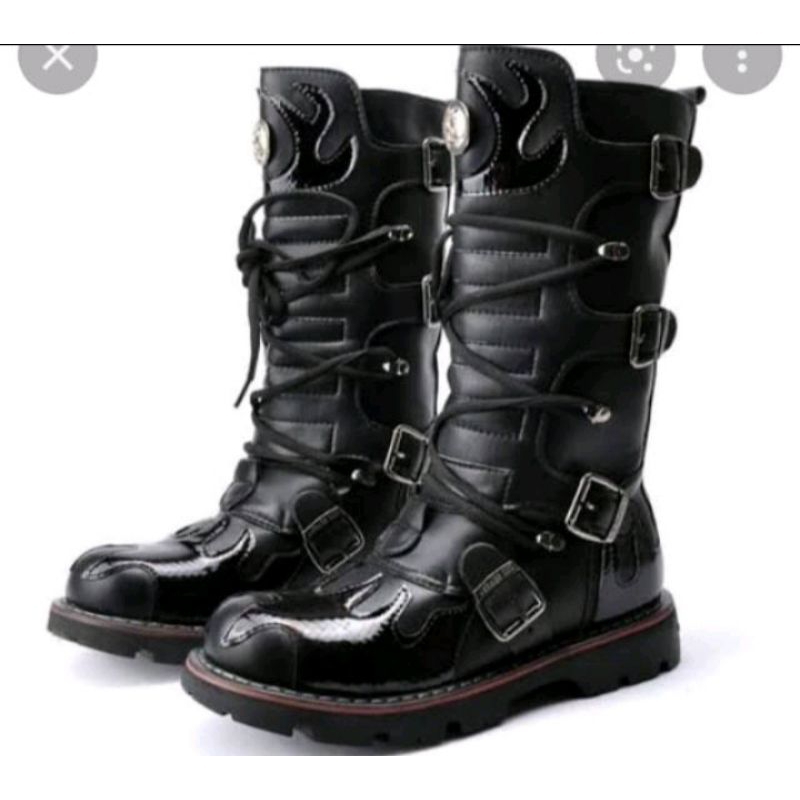 sepatu boots rock touring Hurley Davidson gesper 4 sol flat