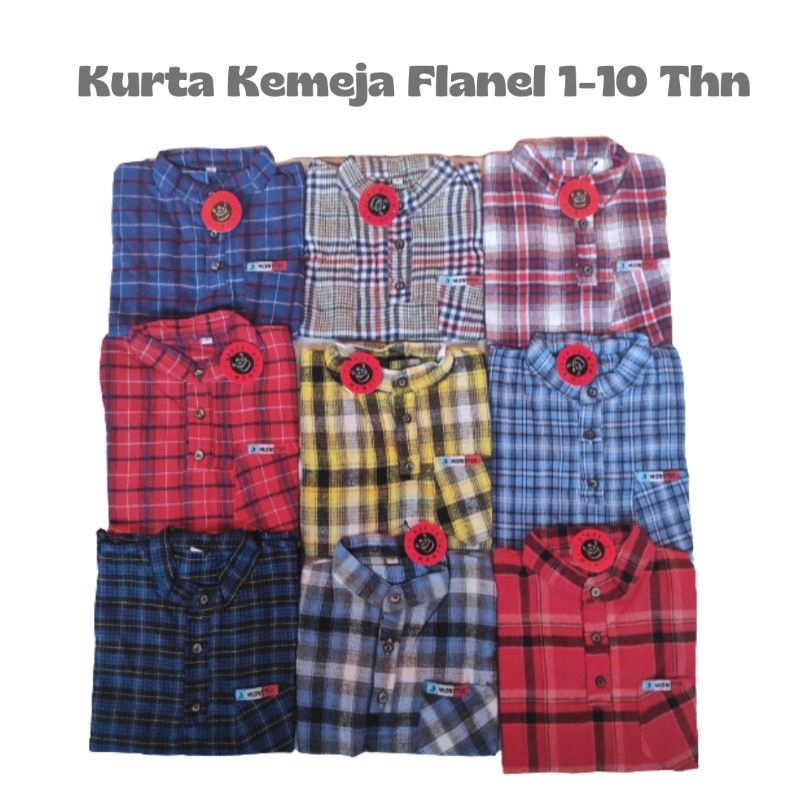 kemeja Flanel Anak Kurta 2-10 Tahun