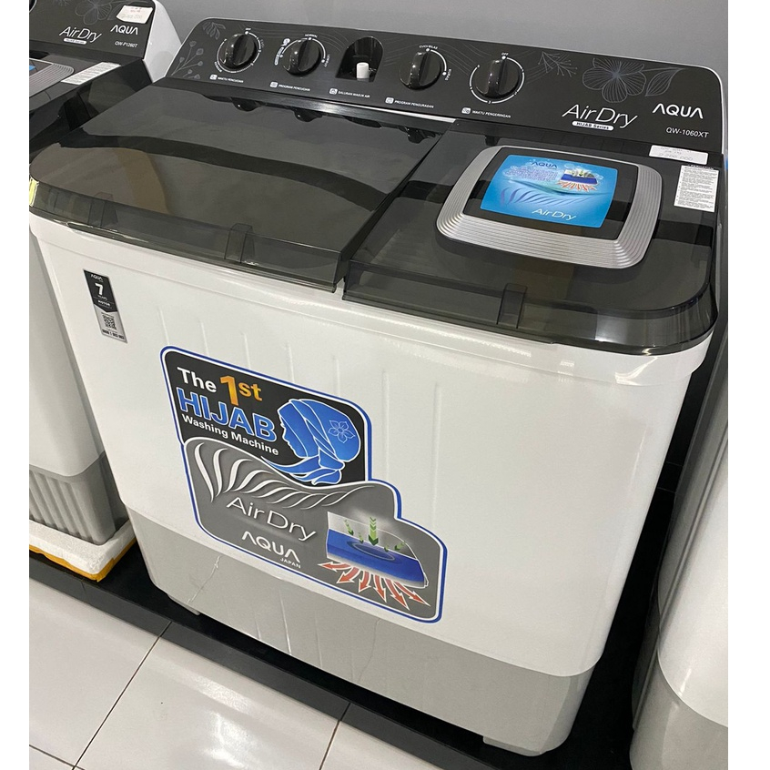 MESIN CUCI 2 TABUNG 10 KG QW 1060 XT AIR DRY TUTUP TRANSPARAN ABU ABU