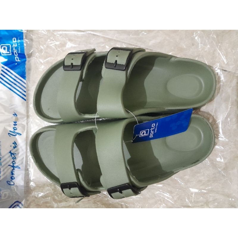 (COD)Sandal Karet Wanita Porto 1045 L Tali Ban 2 Gesper Bisa Digeser