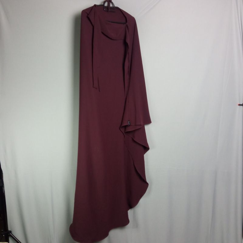ALJENNA French Khimar Basic Marzan Warna Dark Maroon