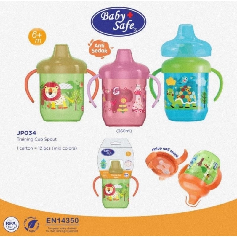 Baby Safe Training Cup Spout 260 ml JP034 - Cangkir Minum Bayi &amp; Anak