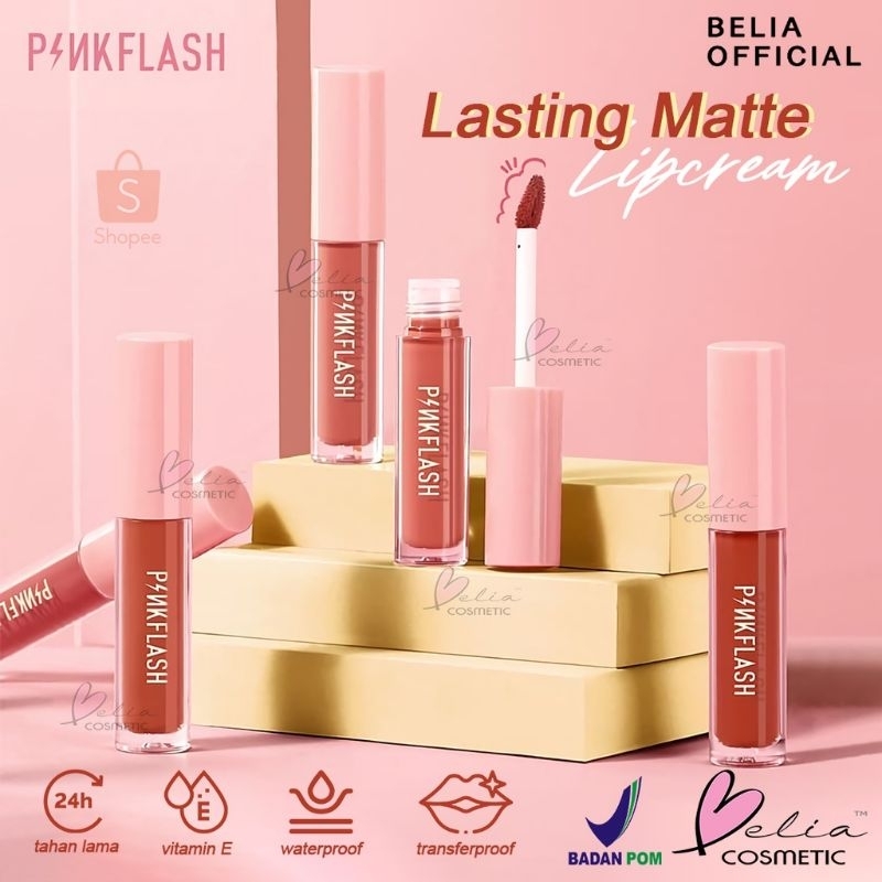 PINKFLASH (Grosir) Lasting Matte Waterproof / Tahan Air Soft LipCream Lembut Lipstik Tahan Lama