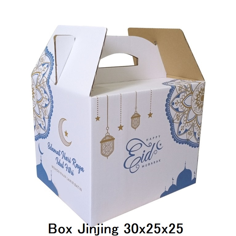 

Kardus Parcel Jinjing Lebaran Box Parsel Tenteng Idul Fitri Dus Packaging Sembako Lebaran 30x25x25 cm Motif B