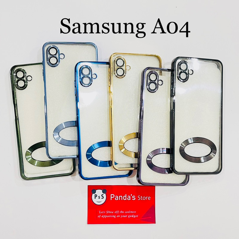 Softcase Samsung A04 Lens Protector Circle Chrome Logo Clear Case