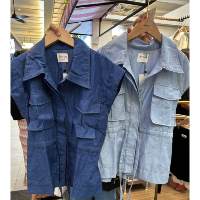 Amygo Devon Pocket Top Denim (Dark blue)