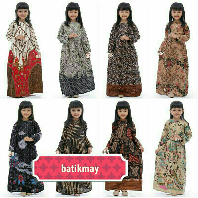 Baju Gamis Batik Anak Perempuan Umur 3-12 Tahun Modern / Drek Kondangan Pesta Anak Cewek