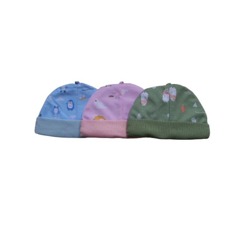 Topi Bulat bayi Motif Fluffy/Topi Bayi