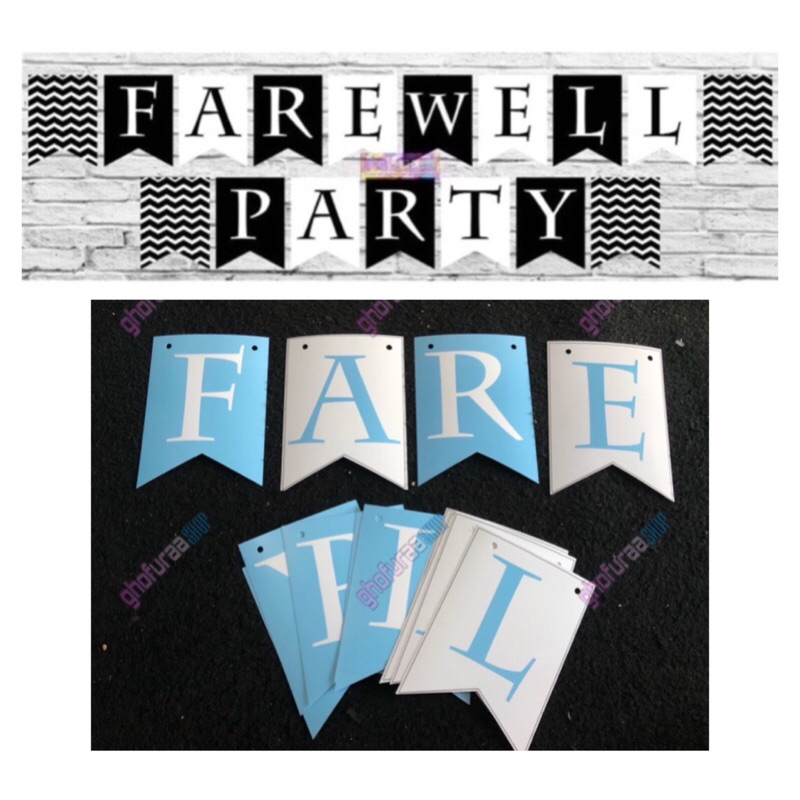 Bunting Flag FAREWELL PARTY 1 set Banner tulisan Farewel pesta perpisahan teman