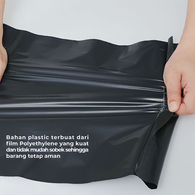 Polymailer Plastik Packing LDPE 20X30CM Hitam Glossy Isi 100PCS