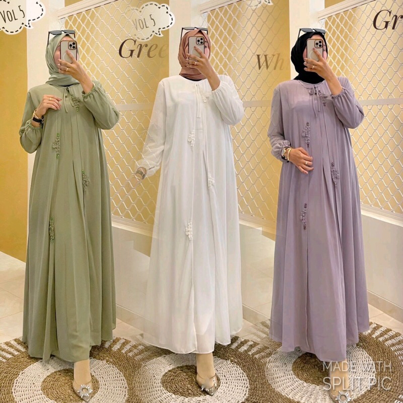 Dress Arnita Vol 5 Dress Hitam Putih Dusty Nude Sage Maron Brown Lavender Lilac Taro Gamis Muslimah 