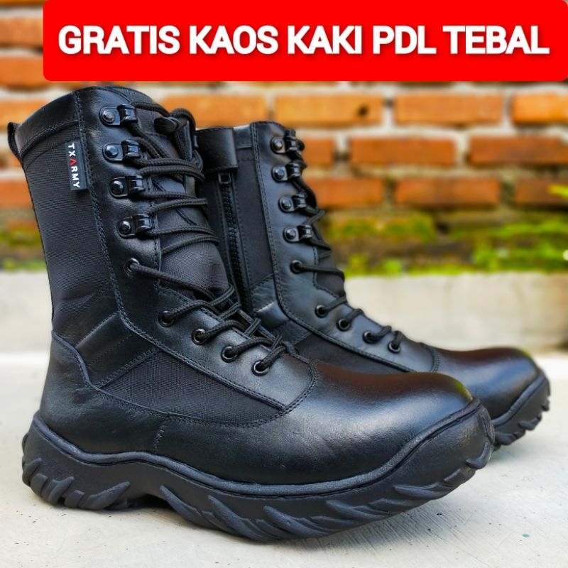 SEPATU PDL MODEL JATAH POLRI KOMANDO BAHAN KULIT SAPI ASLI MERK TXARMY SEPATU PDL DINAS LAPANGAN TNI POLRI SECURITY SATPAM