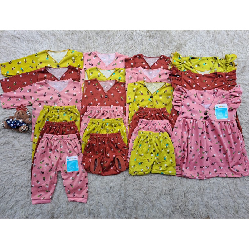 Paket perlengkapan Baju dan celana Bayi Baru lahir kado motif printing korean Look Promo 8.8