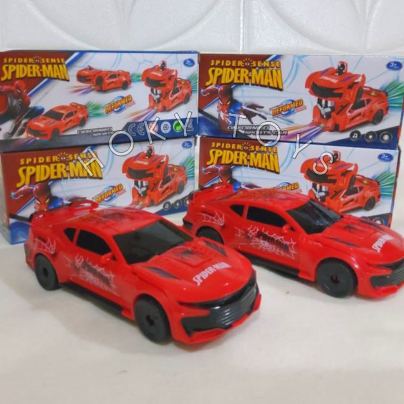 Mainan Mobil Baterai DEFORMED Sport Car Spiderman Lampu dan Suara