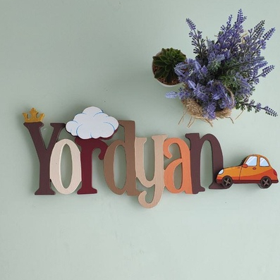 PSO Custom Nama Anak Bayi Ukir Timbul 40cm Hiasan Dinding Dekorasi Kamar