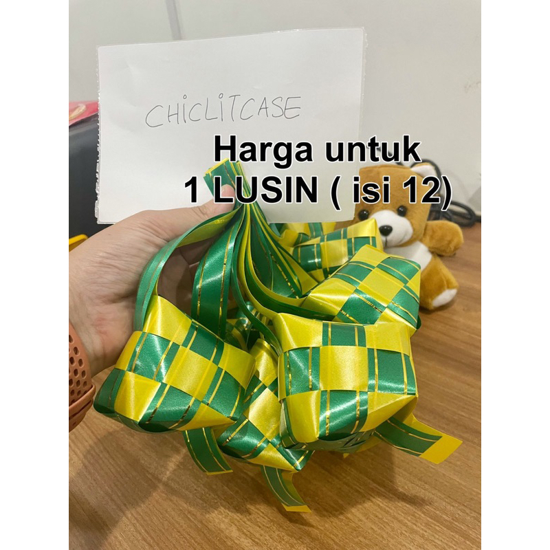 

Hiasan plastik pita ketupat/parcel lebaran/1 lusin 12 pcs