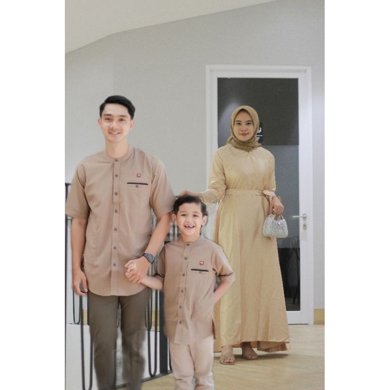 Baju Couple Muslim Ayah anak dan Gamis polos satin wanita Couple keluarga Harga terpisah