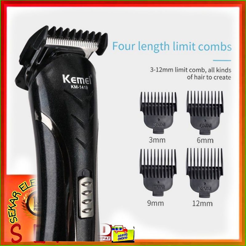 KEMEI 1419 ALAT CUKUR RAMBUT ELEKTRIK CLIPPER 3 IN 1