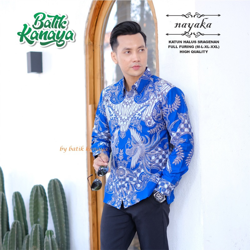 NAYAKA Baju Batik Pria Full Furing Bahan Katun Sragenan