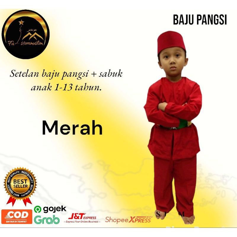 Baju pangsi/setelan baju + sabuk/pangsi anak 1-13 tahun