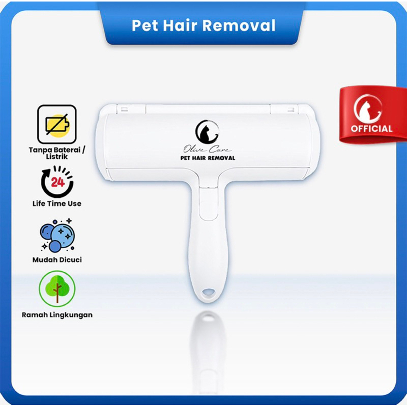 Olive Care Pembersih Bulu Kucing/Anjing PET HAIR REMOVAL yaitu Lint Roller Portable Jangka Panjang (Lifetime Use) untuk Pembersih Baju/Pakaian, Sofa, Tempat Tidur