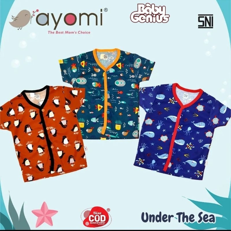 AYOMI-Baju Bayi Lengan Pendek Kancing Depan