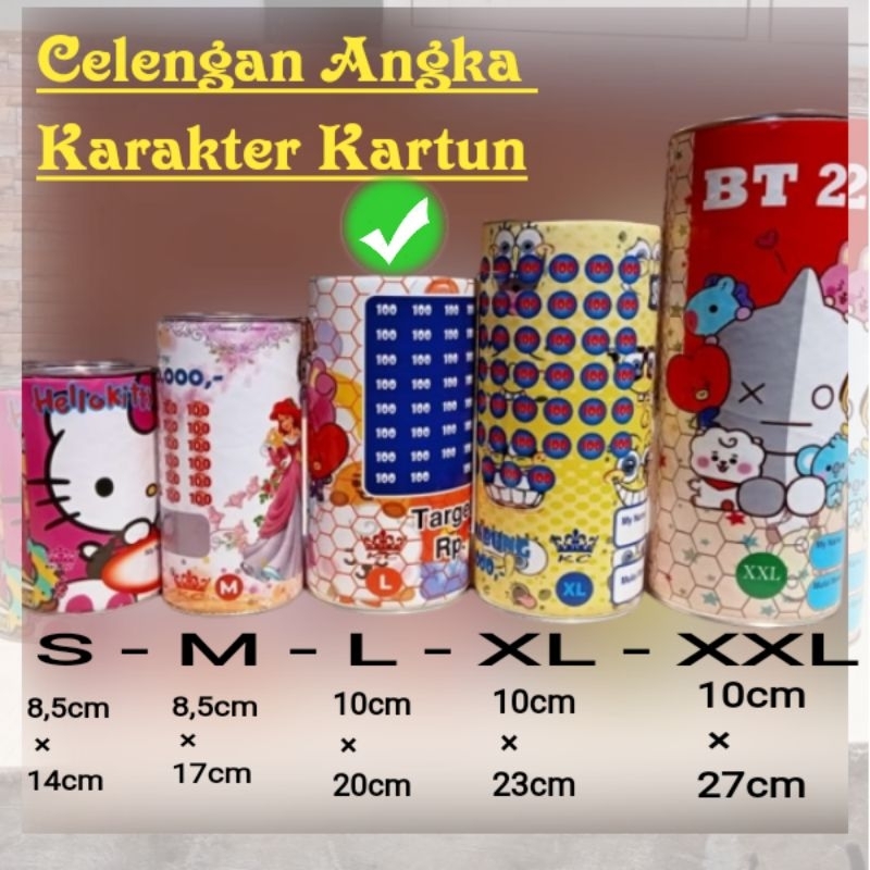 Celengan Target Angka Karakter Anak Size L / Per Dus Isi 10 Lusin