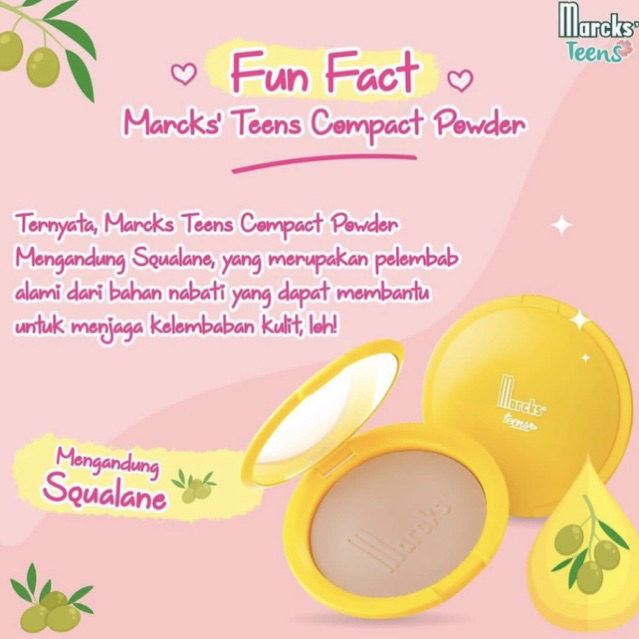 MARCKs Teens Compact Powder 12g / Bedak Padat / Bedak Anak Remaja Bahan Alami BPOM