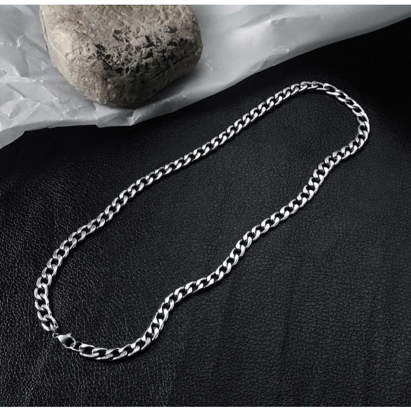 KALUNG RANTAI SILVER TITANIUM ANTI KARAT STAINLESS STELL TERMURAH  PRIA DAN WANITA