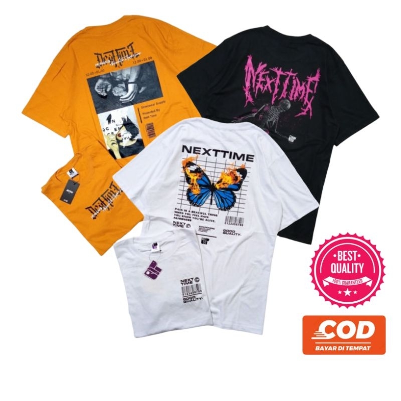 Baju kaos Distro lengan pendek Tshirt pria wanita next time