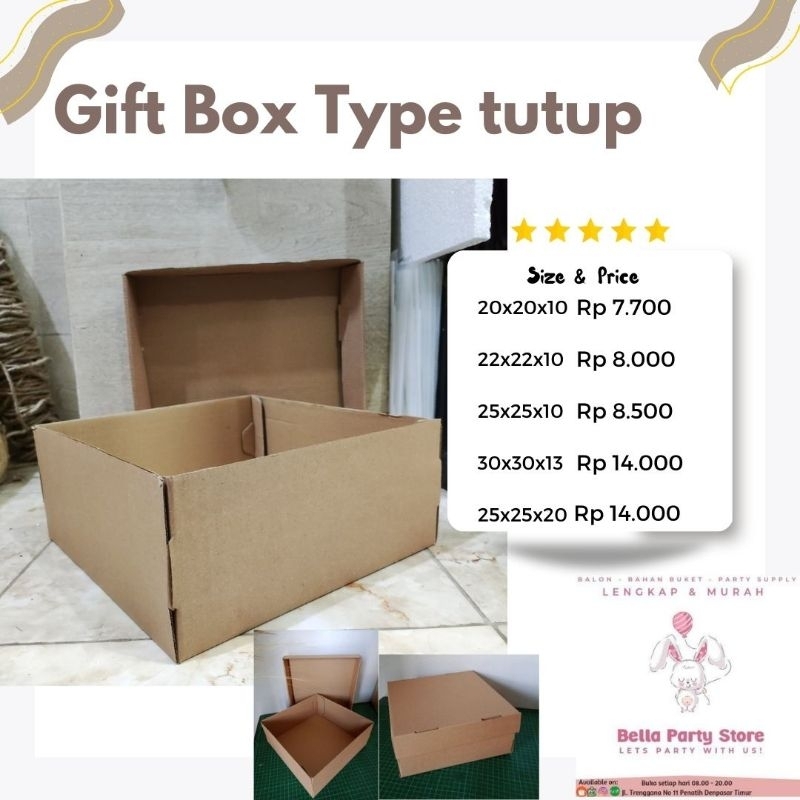 

KARDUS 25x25x10CM |20x20x10 type tutup atas| KOTAK KARTON | BOX PACKING | gift box | kotak kardus besar