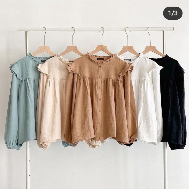 ZAHIRA BLOUSE CRINKLE / ATASAN WANITA RUFFLE KERAH PASTEL