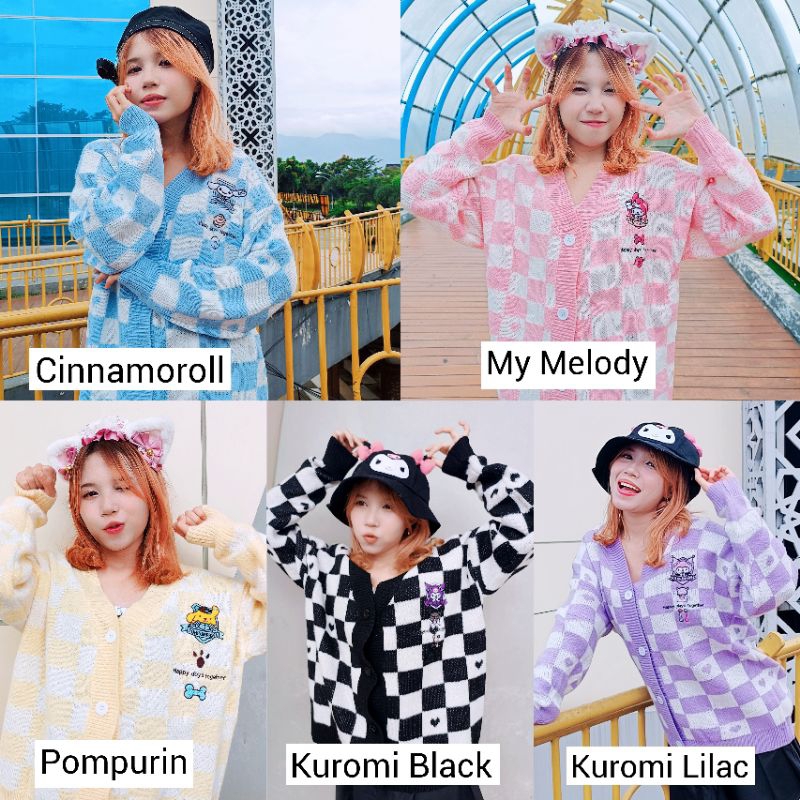 【AiVii】CARDIGAN RAJUT KAWAII IMPORT SANRIO PLAID