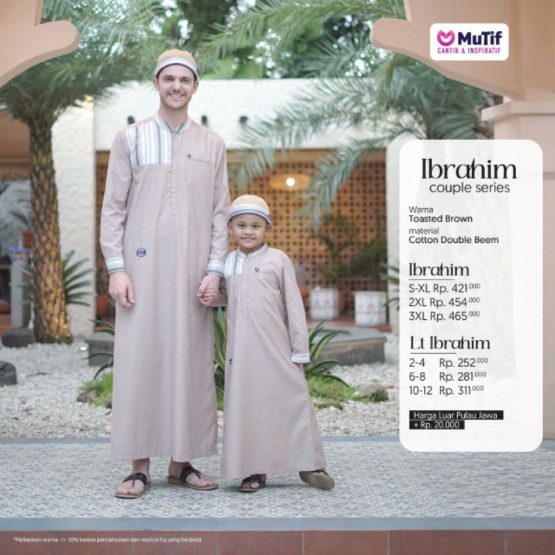 Gamis Pria Dewasa dan Anak Gamis Ikhwan Couple Ibrahim Series Mutif Toasted Brown