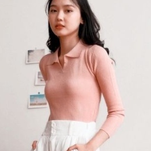 ARAYA POLO ATASAN WANITA BB 30KG - 55KG MELAR KERAH POLO WANITA rajut PREMIUM-1