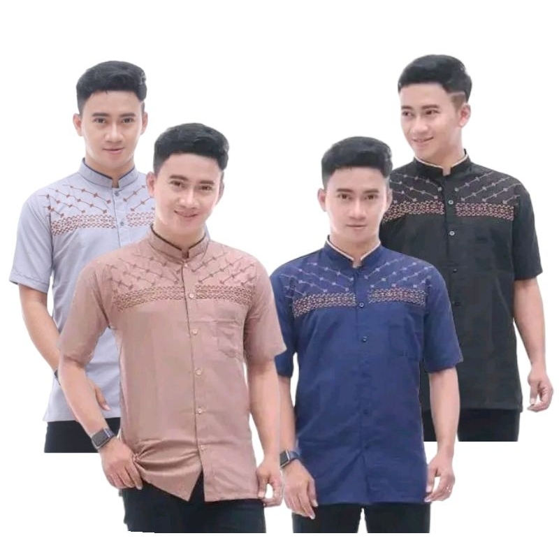 BAJU KOKO PRIA BORDIR LENGAN PENDEK / baju Koko bordir/baju Koko pria