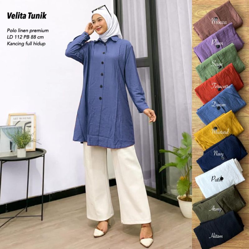 Tunik Terbaru Polo Linen - Velita Tunik //JF625