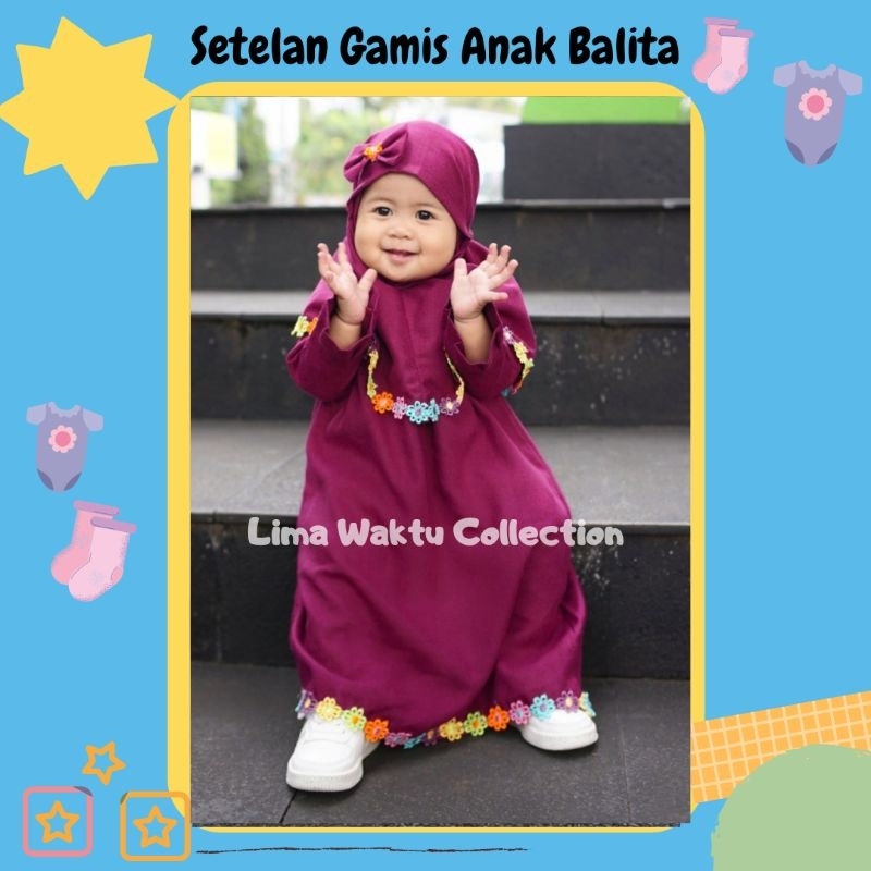 Setelan Muslimah Balita Gamis Anak Muslimah - gamis anak muslimah lembut - gamis muslimah anak - gam
