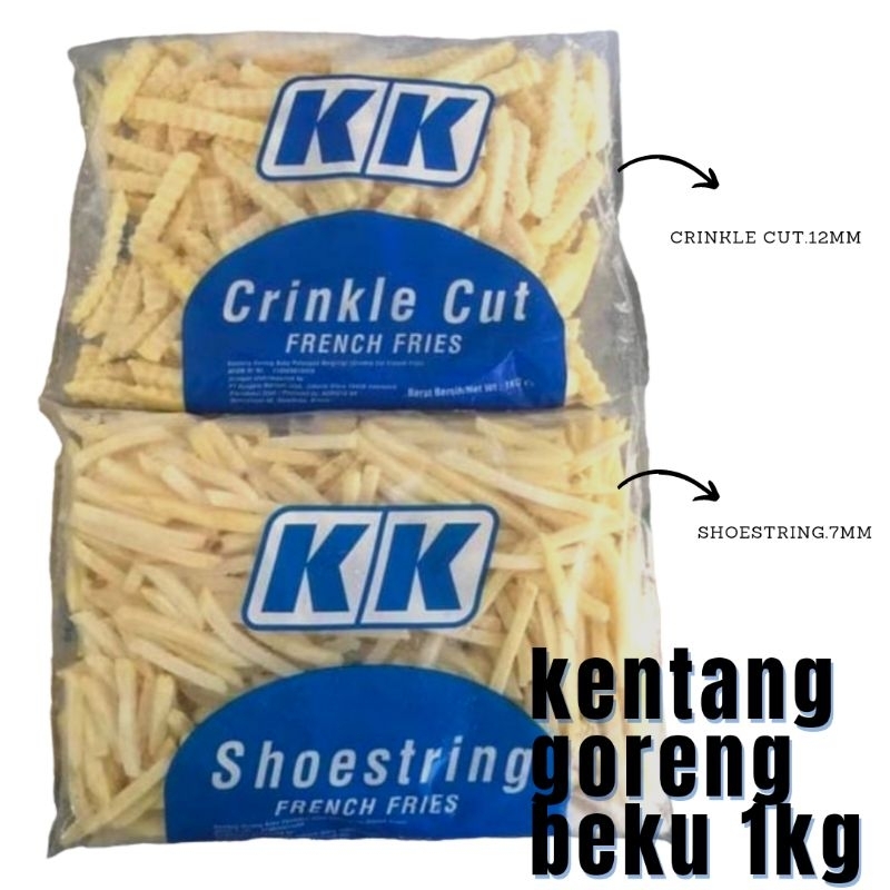 

KK KENTANG GORENG 1KG / VARIAN SHOESTRING DAN CRINKLE CUT KENTANG BEKU 7mm 1KG