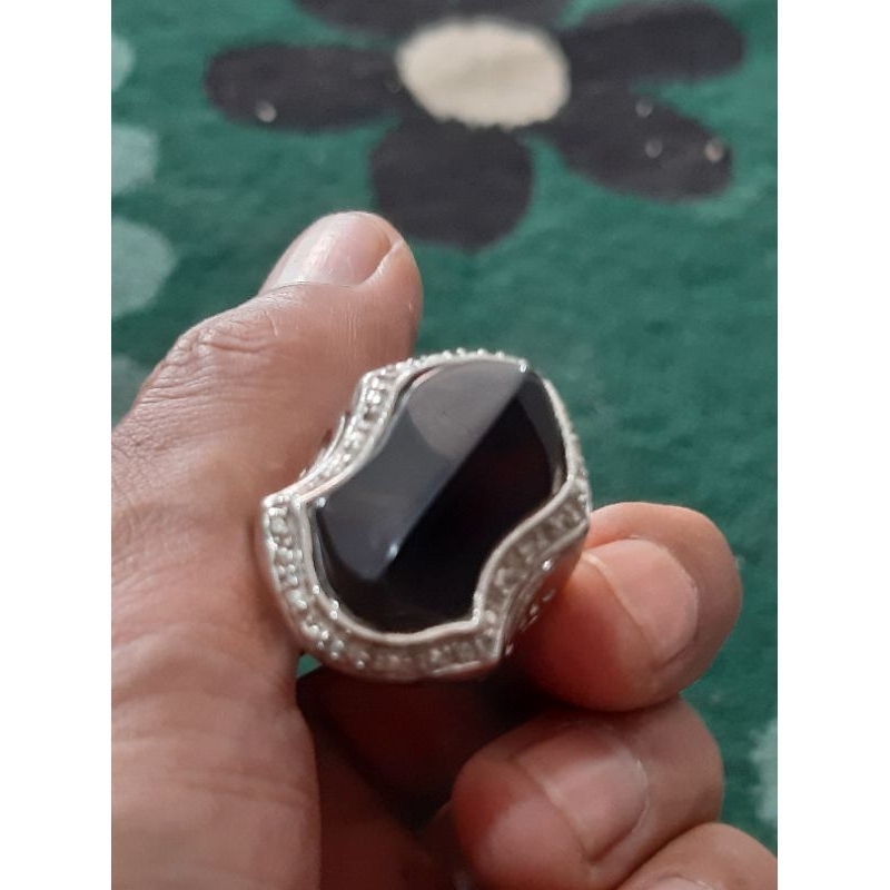 cincin batu kecubung wulung tembus cahaya ungu modifikasi terompah nabi