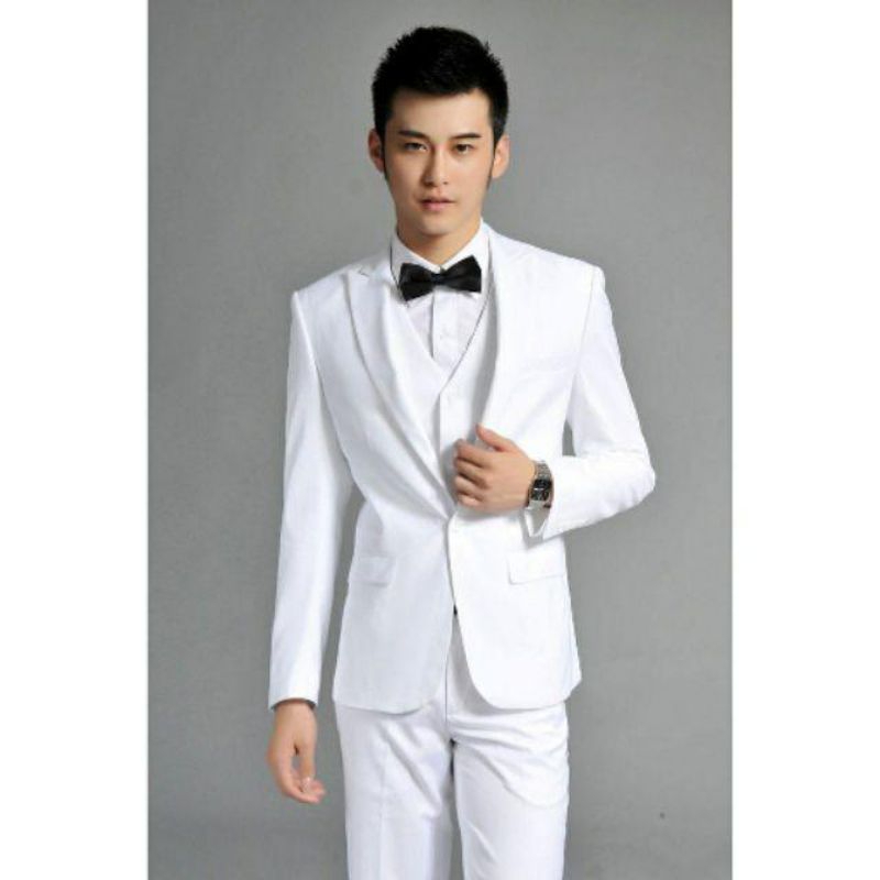 jas putih pria/blazer pria putih polos
