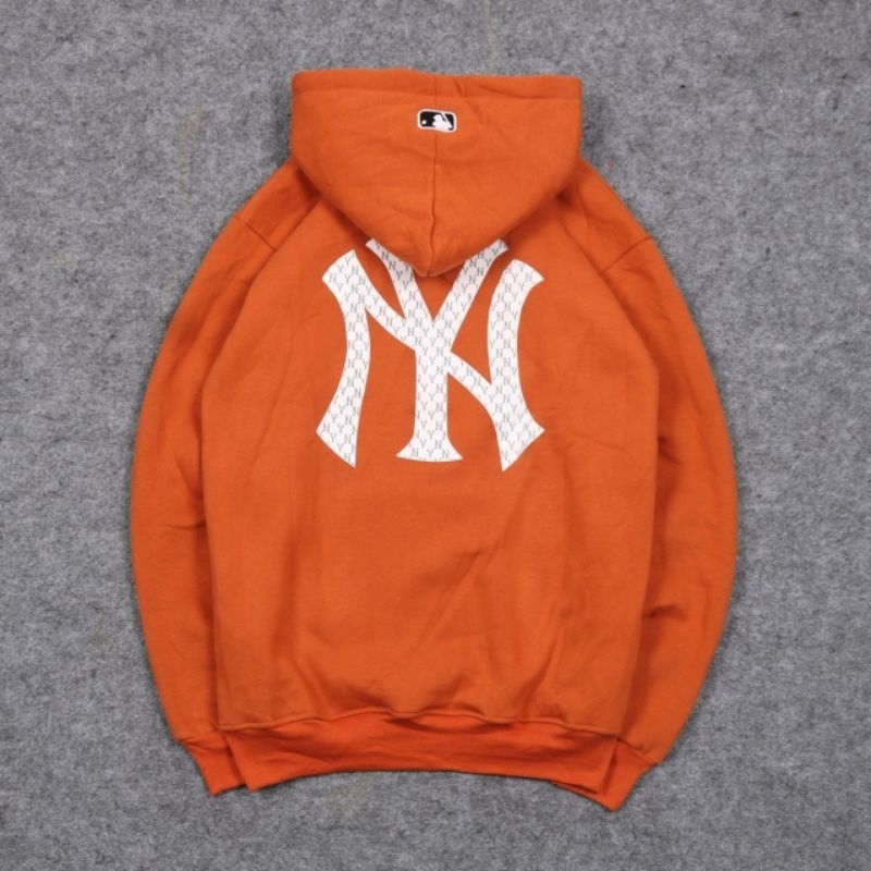 SWEATER HOODIE ZIPPER NY YANKEES HITAM GOLD TAPED AUTHENTIC FULLTAG &amp; LEBEL