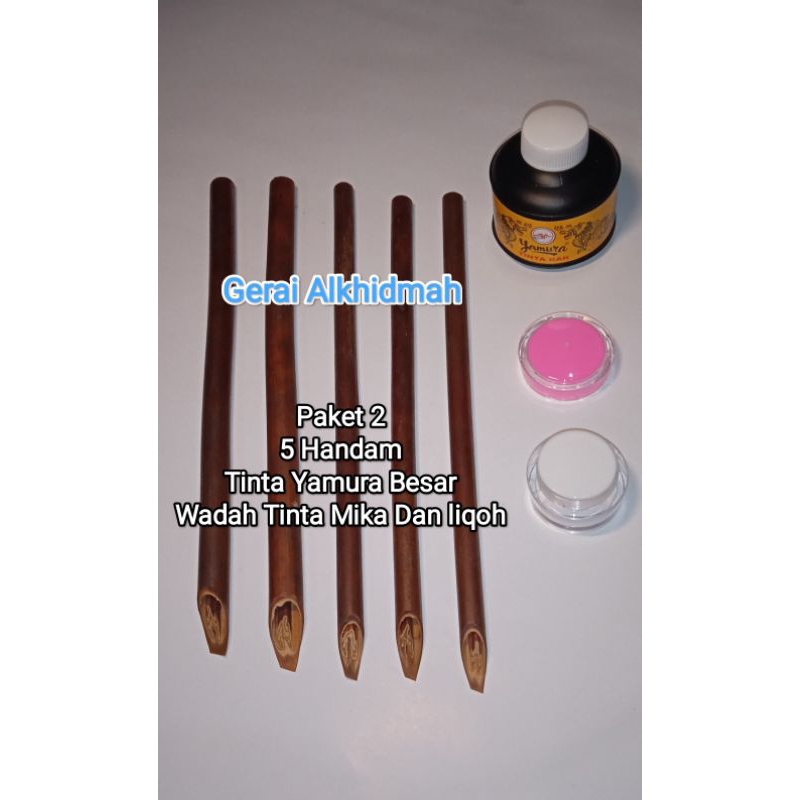 

Alat Kaligrafi Arab Set (Handam, Tinta Yamura, WadahTinta mika)