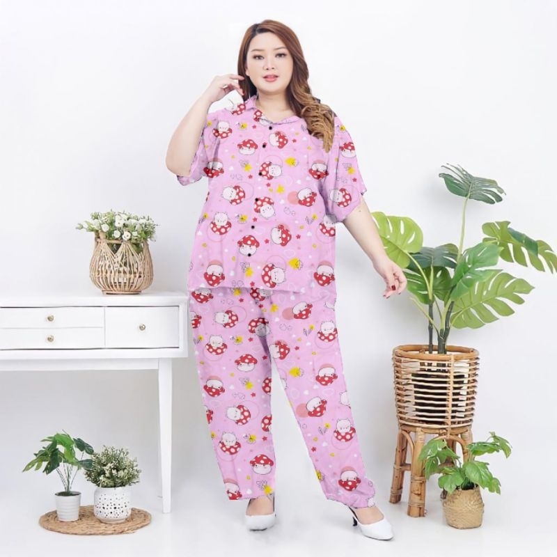 piyama setelan wanita jumbo ld 120 cm/baju setelan jumbo/piyama jumbo