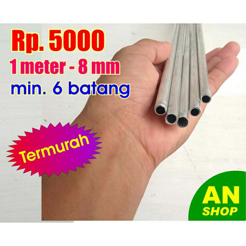 pipa aluminium 8mm 1meter 6 btg