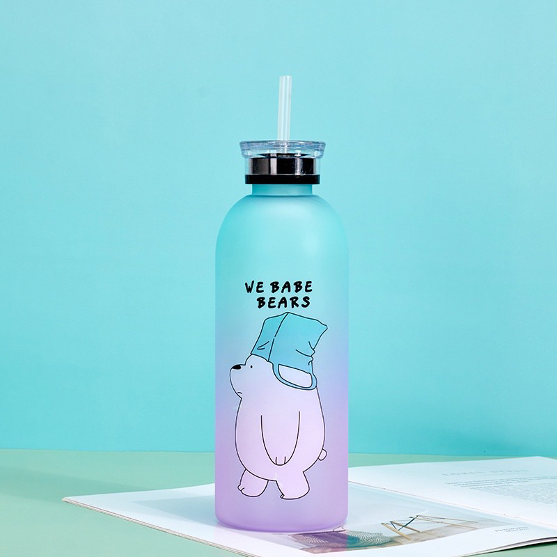 Botol Minum 1000ml Motif We Babe Bears Dengan Sedotan Anti Bocor Promo Sen