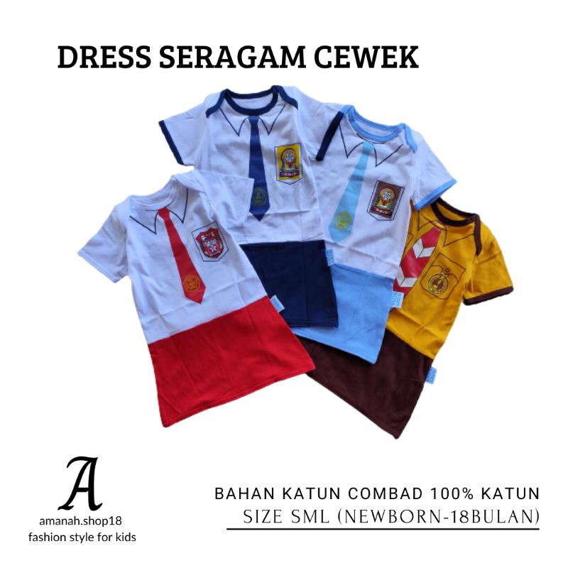 Dress Baju Bayi Anak Perempuan Seragam Sekolah SD SMP SMA PRAMUKA